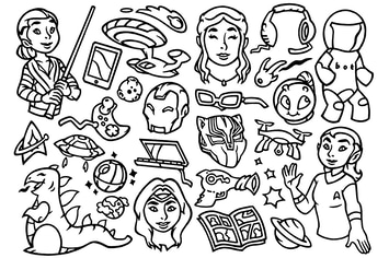 27 Nerd Culture - Scifi Movie Doodles Clipart