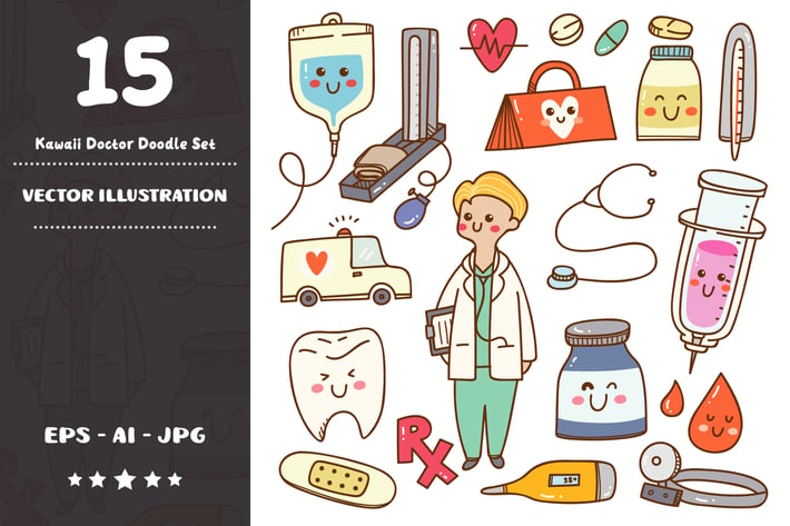 Kawaii Doctor Doodle Set