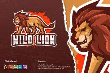 The Wild Lion Mascot Logo Template