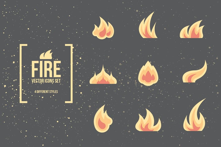Fire and Flames. Vector Icons.