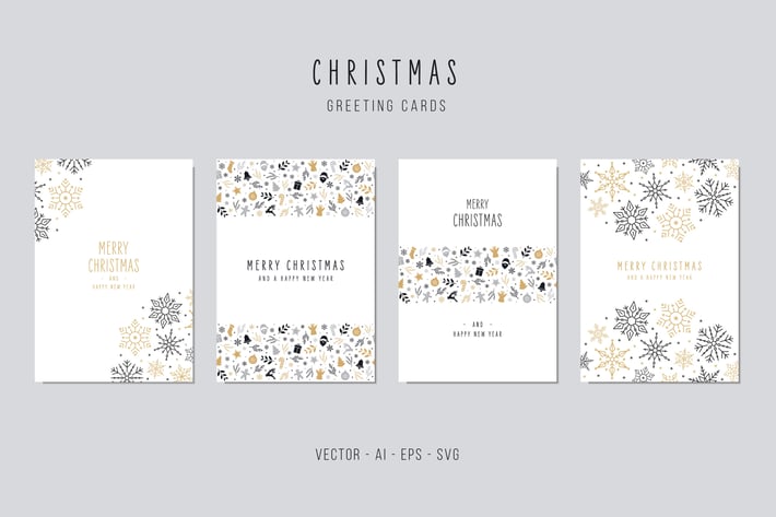 Christmas Greeting Vector Card Set