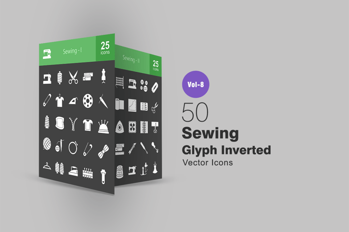 50 Sewing Glyph Inverted Icons
