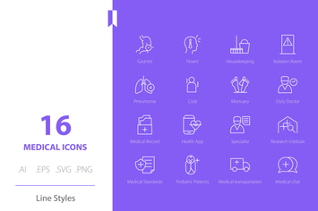 Medical Hospital 3 Icon Set Line Styles