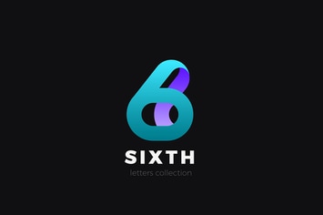 Number 6 Six design 3D Ribbon style