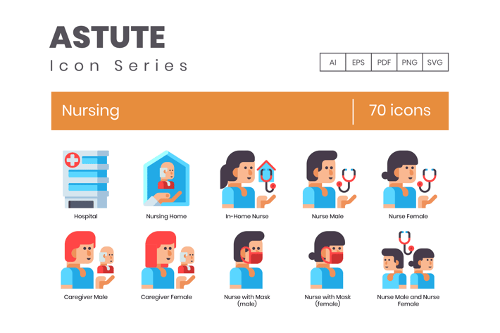70 Nursing Flat Icons