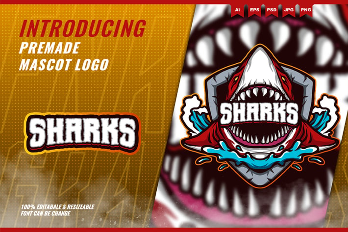Red Shark - Mascot Esport Logo Template