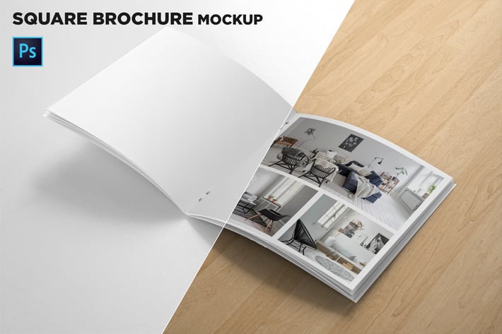 Square Brochure Open Pages Mockup