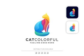 Cat Gradient Colorful Logo
