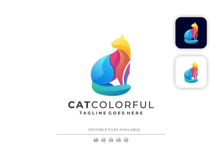 Cat Gradient Colorful Logo