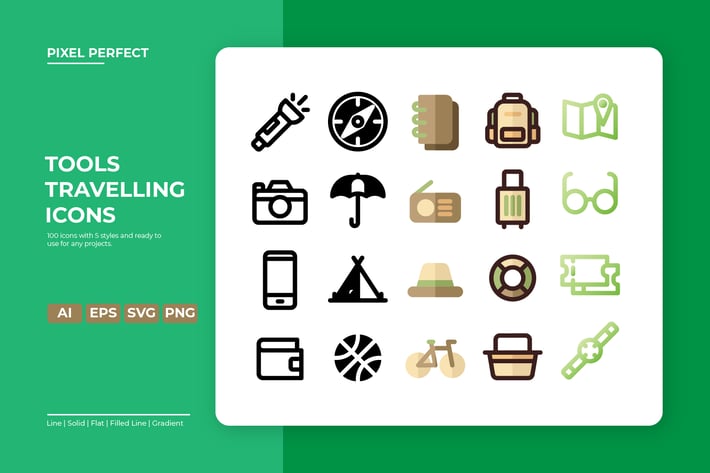 Travelling Tools Icon - 5 Styles