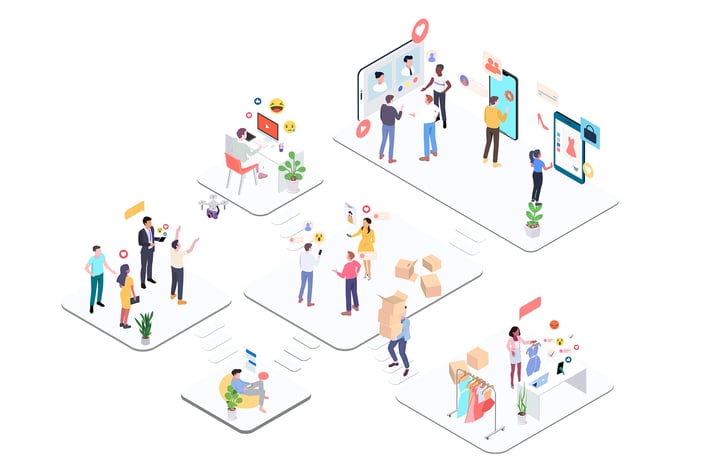 Social Network Isometric Illustration - G1