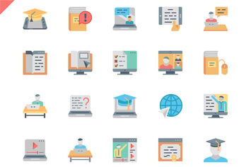 Simple Set Online Education Flat Icons