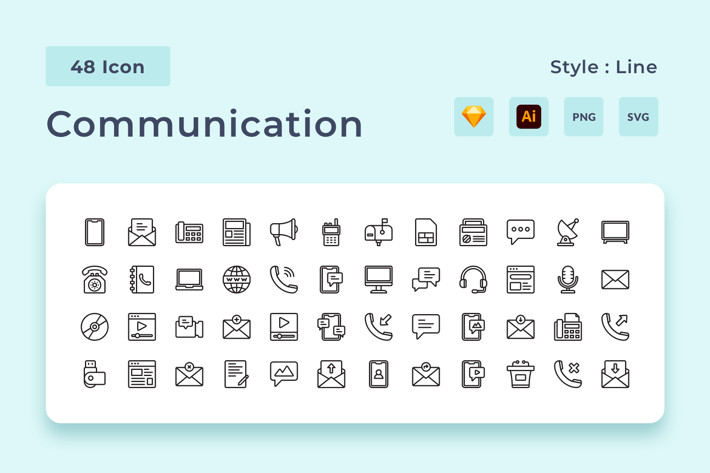 Communication Outline Style Icon Pack