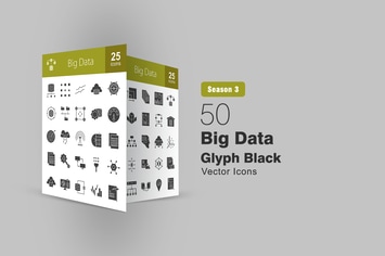 50 Big Data Glyph Icons