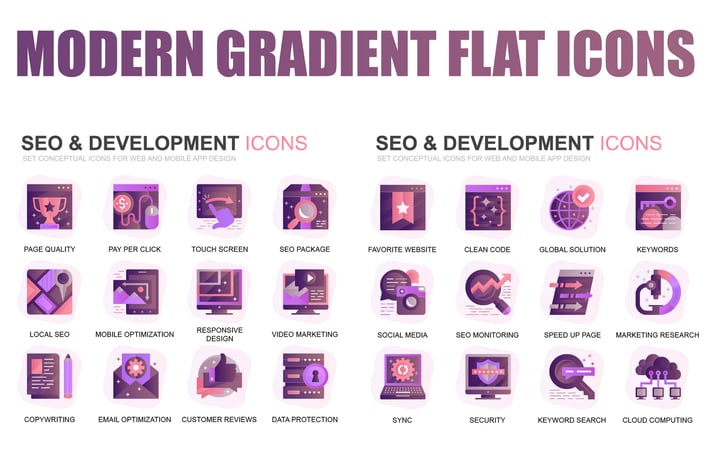 Modern Set Gradient Flat Icons