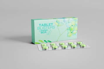 Tablet Blisters/ Paper Box Mockup