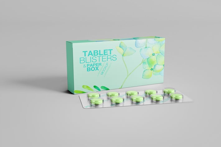 Tablet Blisters/ Paper Box Mockup