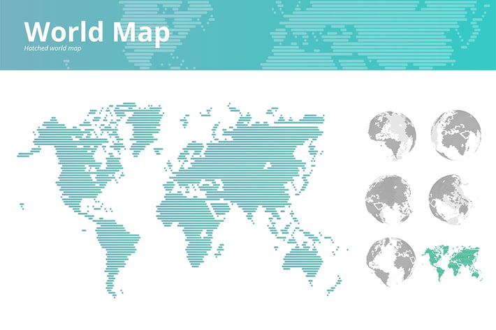 Hatched world map