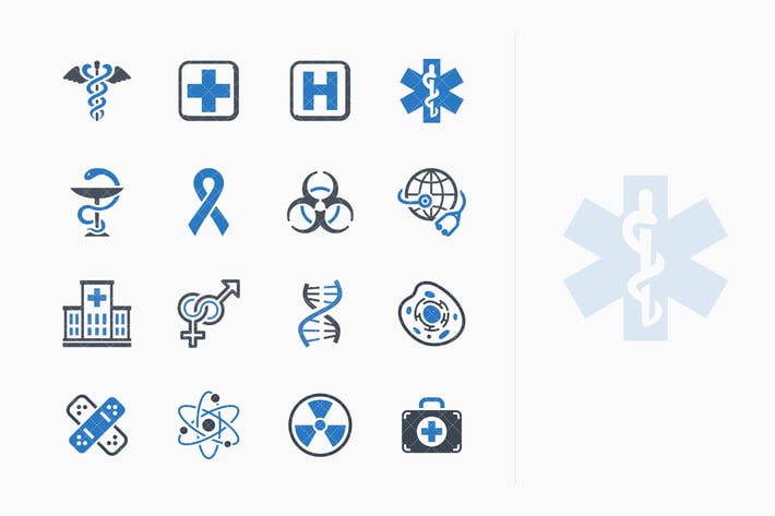 Medical & Health Care Icons Set 1 - Blue Series