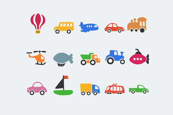 15 Cartoon Transport Icons