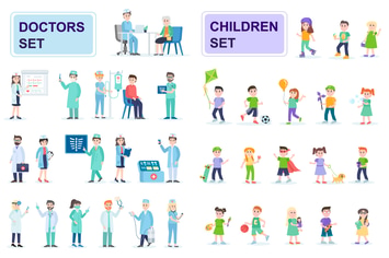 Doctors and Children Flat People Characters