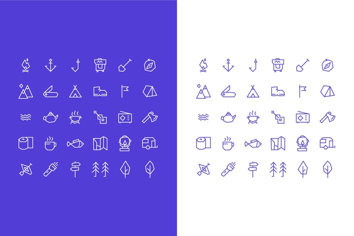 Simple Vector Camping Icons Set