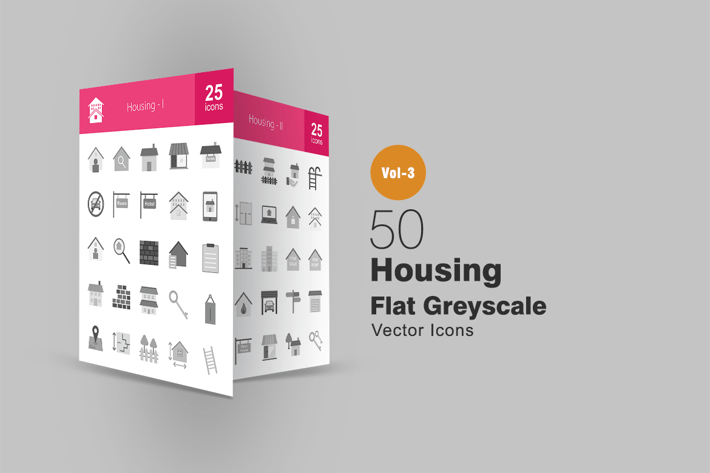50 Housing Greyscale Icons
