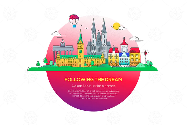 Following the dream - vector line illustration