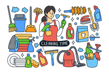 Cleaning Doodle Illustration
