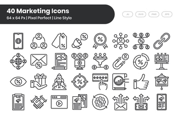 40 Marketing Icons Set - Line