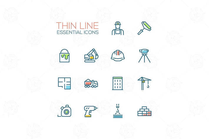 Construction - Thin Single Line Icons Set