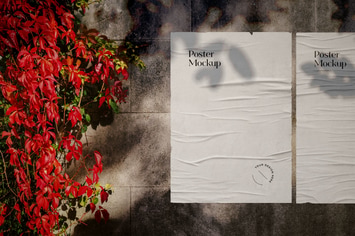 Wrinkled Poster Mockup Scene