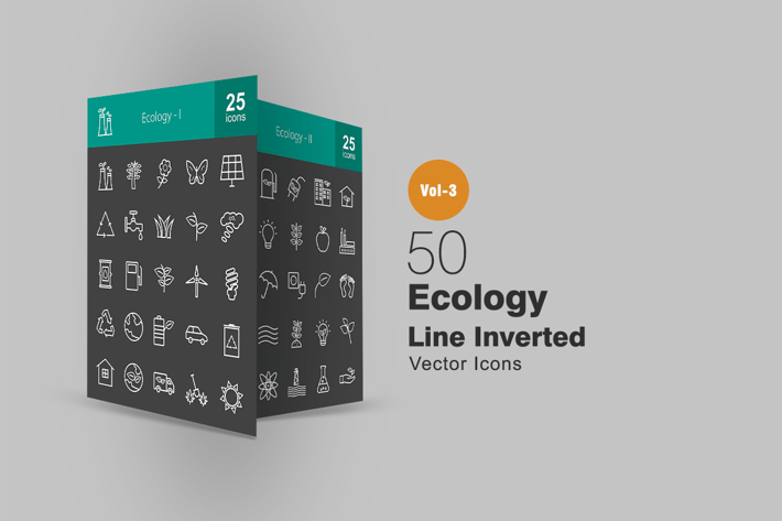 50 Ecology Line Inverted Icons