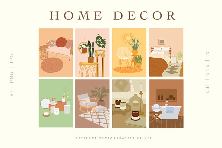 Cozy Home Decor Abstract Prints