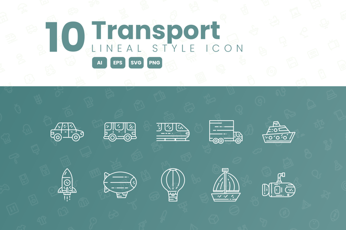 10 Transport Detailed Icon Collection
