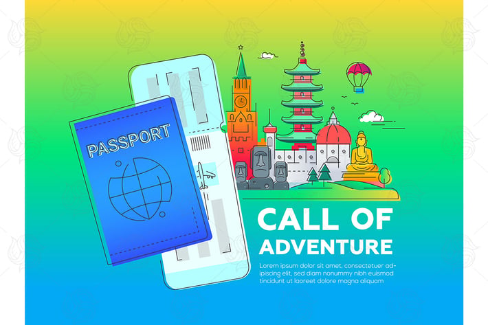 Call of adventure - vector travel illustration
