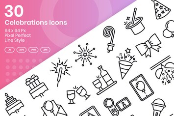 30 Celebrations Icons Set - Line
