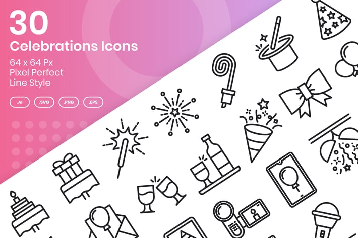30 Celebrations Icons Set - Line