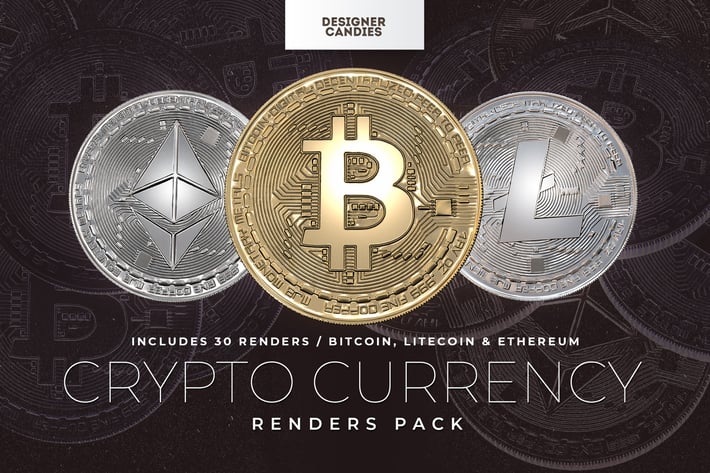 Cryptocurrency Renders: Bitcoin Litecoin Ethereum