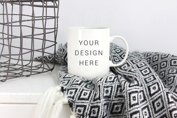 White coffee cup mockup blanket