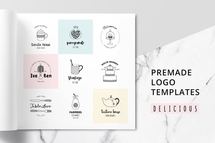 DELICIOUS Premade Logo Set