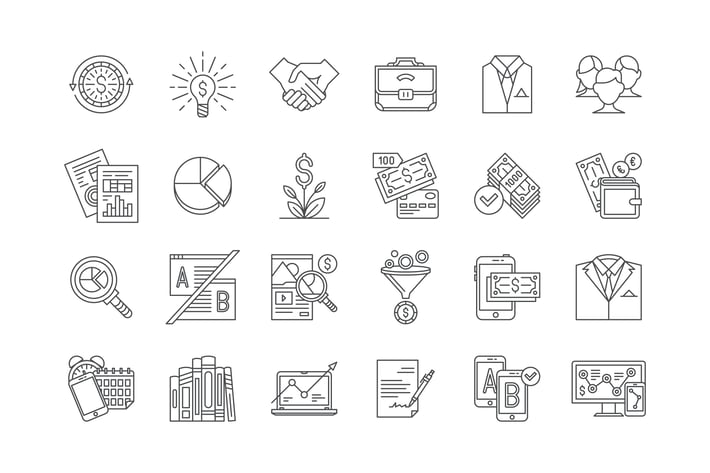 34 Business, Marketing & Finance Line Icons