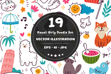Kawaii Girly Doodle Set