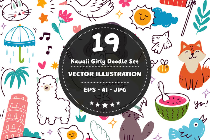 Kawaii Girly Doodle Set