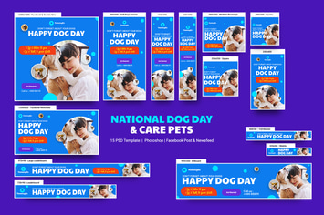 National Dog Day and Care Pets Banners Ad