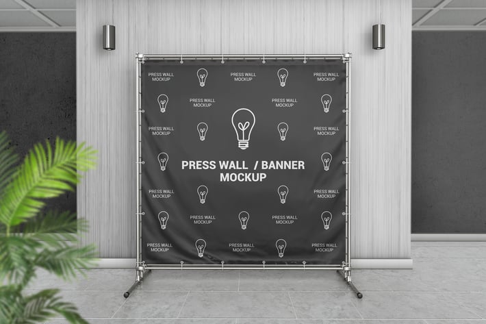 Square Press Wall / Stand Banner Mockup