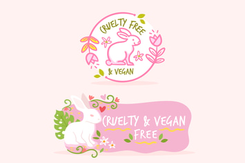 Hand Drawn Cruelty Vegan Free Badges