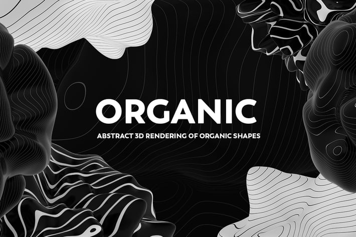 Abstract 3D Rendering of Organic Shapes - B/W
