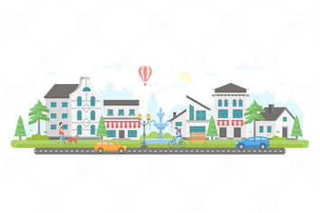 City life - flat design style vector illustration