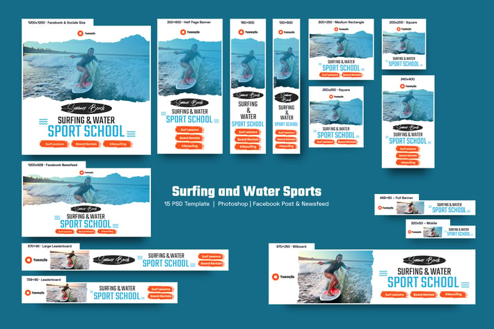 Surfing and Water Sports Banners Ad